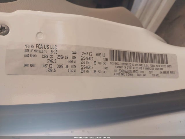 Продажа на аукционе авто 2016 Dodge Grand Caravan Se, vin: 2C4RDGBGXGR136473, номер лота: 44928251