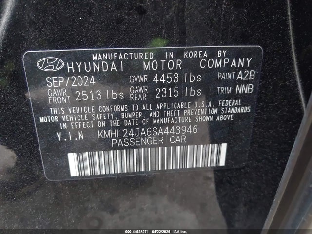 Продажа на аукционе авто 2025 Hyundai Sonata Se, vin: KMHL24JA6SA443946, номер лота: 44928271