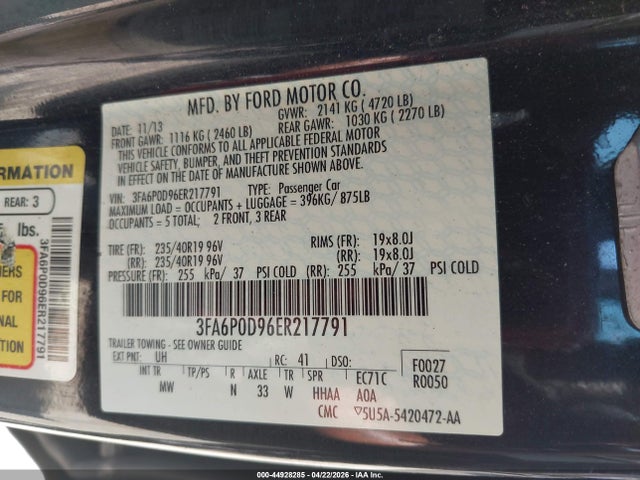 Ford Fusion Titanium 2014 3FA6P0D96ER217791 Image 9