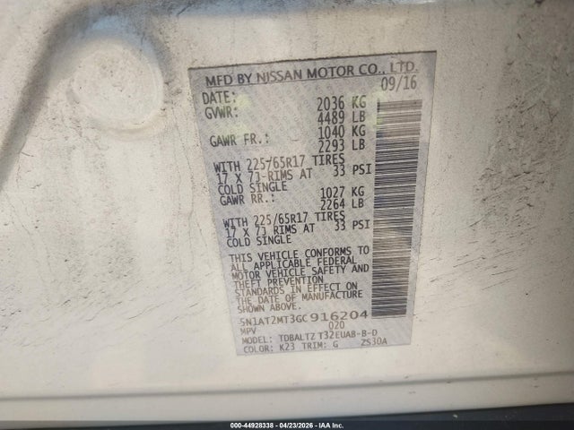 Nissan ROGUE SV 2016 5N1AT2MT3GC916204 Image 26
