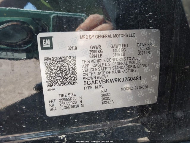 Продаж на аукціоні авто 2019 Buick Enclave Awd Premium, vin: 5GAEVBKW9KJ250484, номер лоту: 44928397