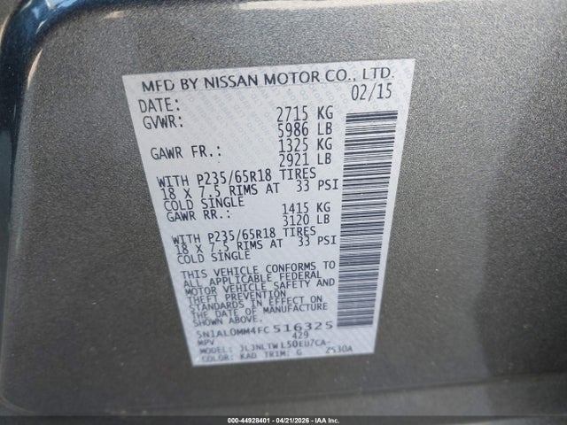 5N1AL0MM4FC516325 Infiniti QX60