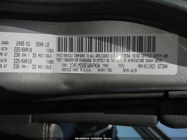 Aukcja sprzedaży 2015 Jeep Cherokee Limited, vin: 1C4PJMDS5FW647434, numer aukcji: 44928416