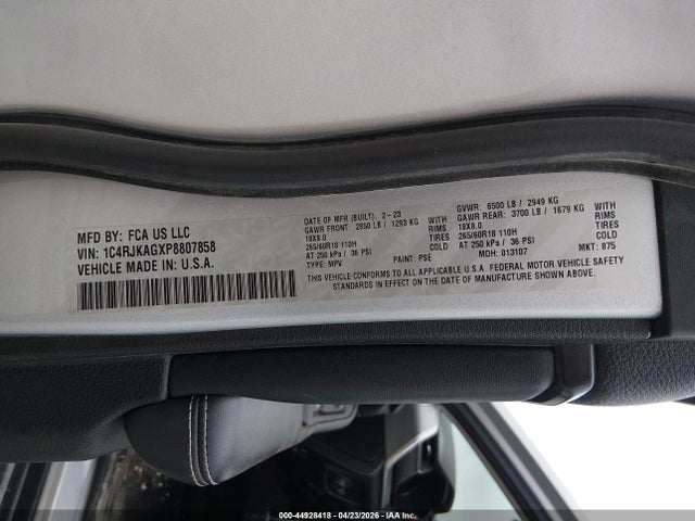 Продажа на аукционе авто 2023 Jeep Grand Cherokee L Laredo 4x4, vin: 1C4RJKAGXP8807858, номер лота: 44928418