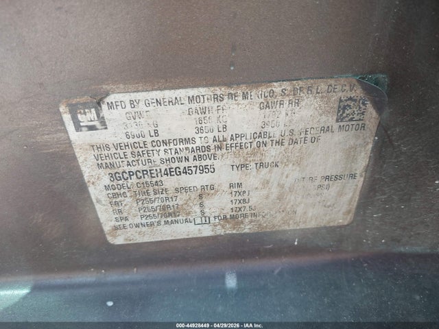 3GCPCREH4EG457955 Chevrolet Silverado 1500 1lt