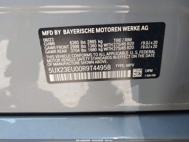 Продаж на аукціоні авто 2024 Bmw X5 Xdrive40i, vin: 5UX23EU00R9T44958, номер лоту: 44928459