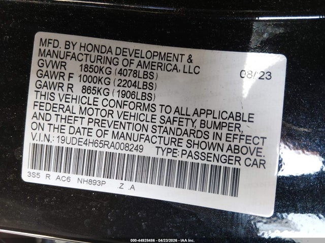2024 Acura Integra A-spec Technology მანქანა იყიდება აუქციონზე, vin: 19UDE4H65RA008249, აუქციონის ნომერი: 44928486