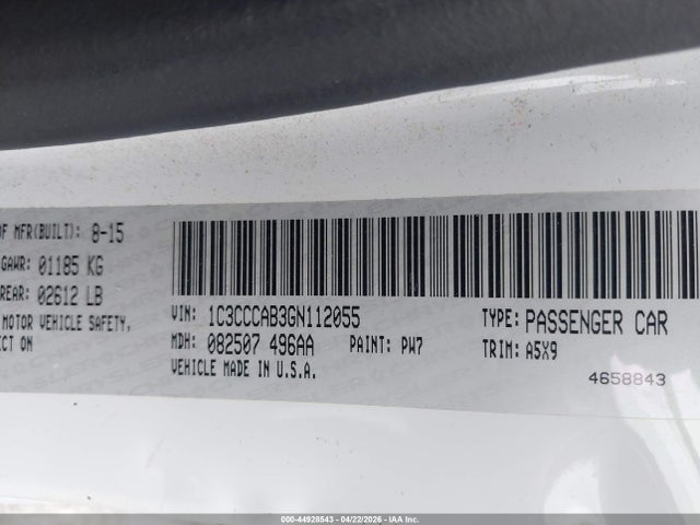 Aukcja sprzedaży 2016 Chrysler 200 Limited, vin: 1C3CCCAB3GN112055, numer aukcji: 44928543