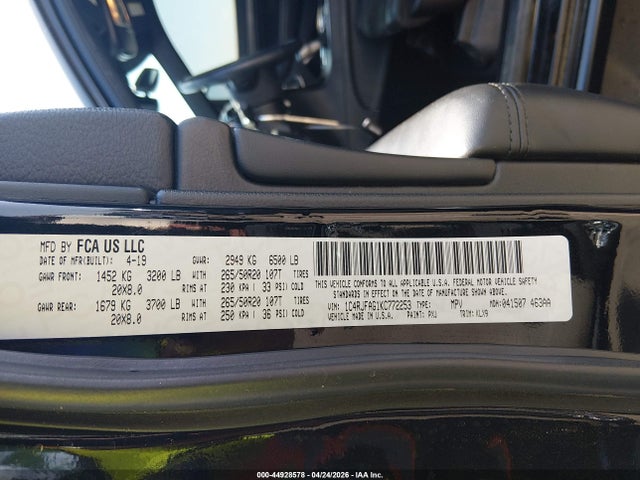 Aukcja sprzedaży 2019 Jeep Grand Cherokee Altitude 4x4, vin: 1C4RJFAG1KC772253, numer aukcji: 44928578