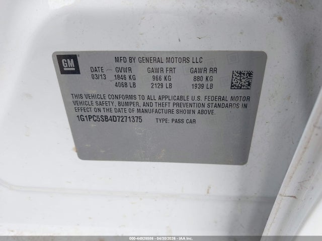 Продаж на аукціоні авто 2013 Chevrolet Cruze 1lt Auto, vin: 1G1PC5SB4D7271375, номер лоту: 44928586