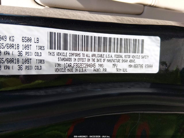 Aukcja sprzedaży 2014 Jeep Grand Cherokee Limited, vin: 1C4RJFBG2EC204645, numer aukcji: 44928621