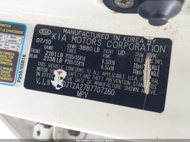 Aukcja sprzedaży 2011 Kia Soul +, vin: KNDJT2A27B7707260, numer aukcji: 44928676