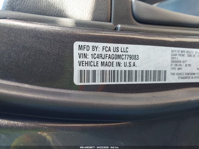 Aukcja sprzedaży 2021 Jeep Grand Cherokee Laredo X 4x4, vin: 1C4RJFAG0MC779083, numer aukcji: 44928677