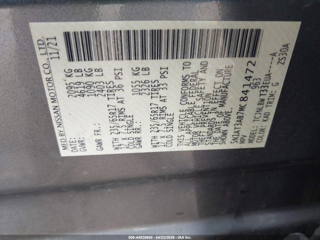 Nissan Rogue S Intelligent Awd 2021 5N1AT3AB7MC841472 Image 9