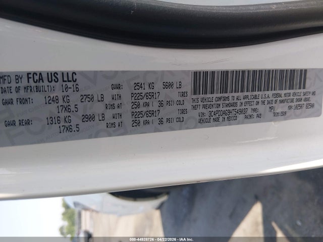 Aukcja sprzedaży 2017 Dodge Journey Se Awd, vin: 3C4PDDAG9HT549037, numer aukcji: 44928726