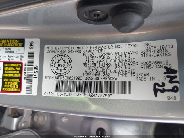 5TFMU4FN5EX021005 Toyota Tacoma V6