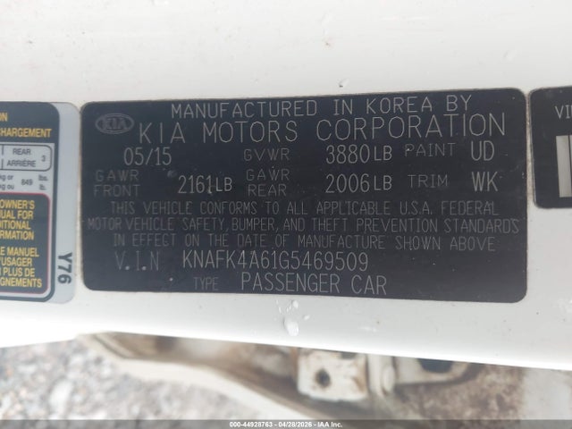 Продаж на аукціоні авто 2016 Kia Forte Lx, vin: KNAFK4A61G5469509, номер лоту: 44928763