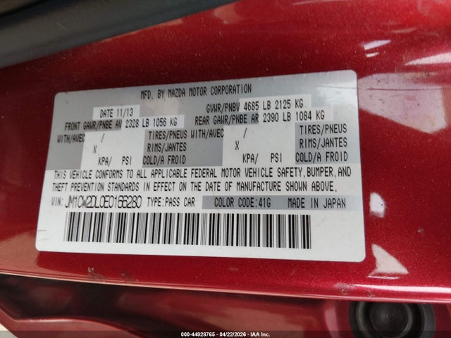 Aukcja sprzedaży 2014 Mazda Mazda5 Grand Touring, vin: JM1CW2DL0E0166280, numer aukcji: 44928765