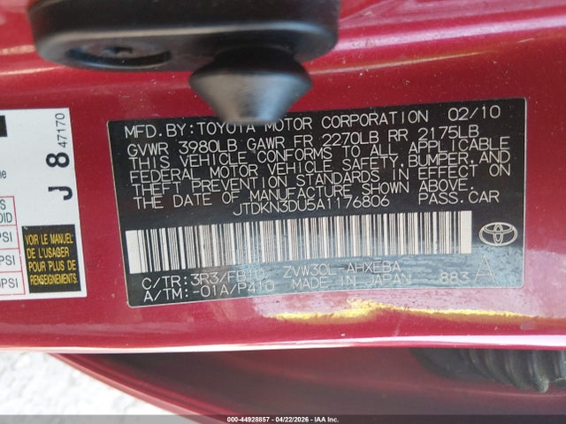 2010 Toyota Prius Ii მანქანა იყიდება აუქციონზე, vin: JTDKN3DU5A1176806, აუქციონის ნომერი: 44928857