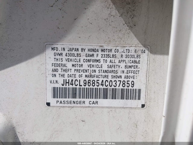 Aukcja sprzedaży 2004 Acura Tsx, vin: JH4CL96854C037859, numer aukcji: 44928867
