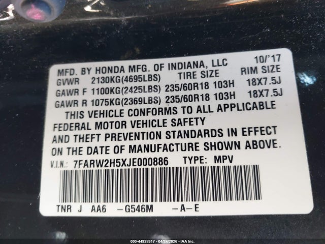 7FARW2H5XJE000886 Honda CR-V EX