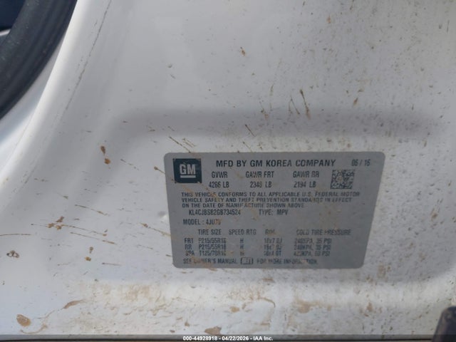 Aukcja sprzedaży 2016 Buick Encore Convenience, vin: KL4CJBSB2GB734524, numer aukcji: 44928918
