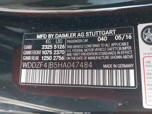 44928966 :رقم المزاد ، WDDZF4JB5HA047484 vin ، 2017 Mercedes-benz E 300 مزاد بيع