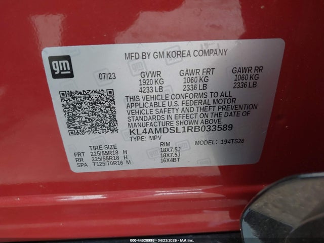 44928995 :رقم المزاد ، KL4AMDSL1RB033589 vin ، 2024 Buick Encore Gx Sport Touring Fwd مزاد بيع