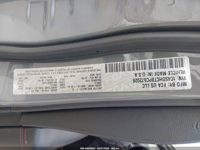 Aukcja sprzedaży 2023 Dodge Durango R/t Plus Rwd, vin: 1C4SDHCT8PC672026, numer aukcji: 44929002