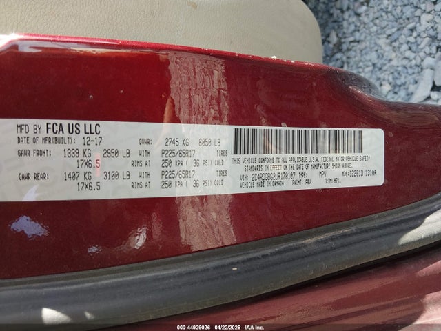 2018 Dodge Grand Caravan Se მანქანა იყიდება აუქციონზე, vin: 2C4RDGBG2JR170107, აუქციონის ნომერი: 44929026