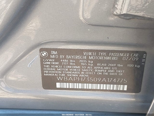 Продаж на аукціоні авто 2009 Bmw 328i, vin: WBAPH73509A174775, номер лоту: 44929040