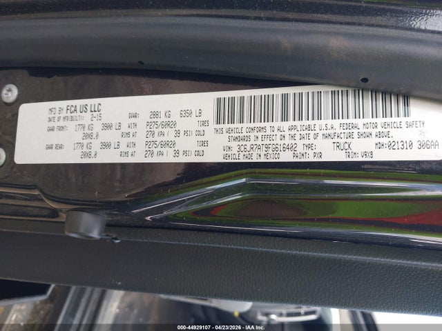 44929107 :رقم المزاد ، 3C6JR7AT9FG616402 vin ، 2015 Ram 1500 Express مزاد بيع