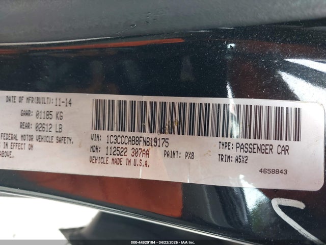 Aukcja sprzedaży 2015 Chrysler 200 Limited, vin: 1C3CCCAB8FN619175, numer aukcji: 44929184