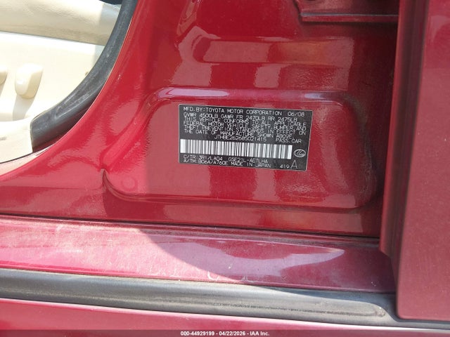44929199 :رقم المزاد ، JTHBE262685021415 vin ، 2008 Lexus Is 350 مزاد بيع