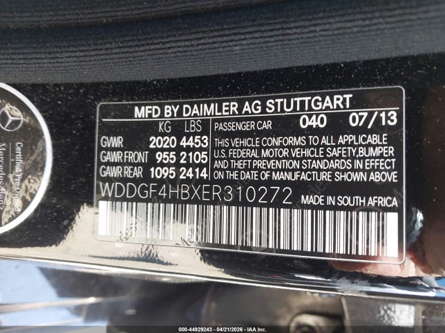 Aukcja sprzedaży 2014 Mercedes-benz C 250 Sport, vin: WDDGF4HBXER310272, numer aukcji: 44929243