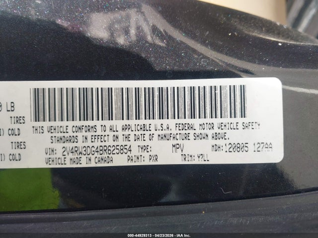 Aukcja sprzedaży 2011 Volkswagen Routan Se, vin: 2V4RW3DG4BR625854, numer aukcji: 44929313