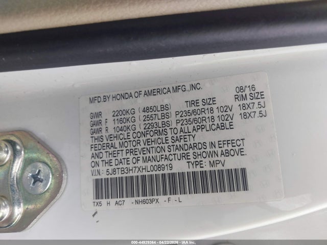 Продажа на аукционе авто 2017 Acura Rdx Advance Package, vin: 5J8TB3H7XHL008919, номер лота: 44929364