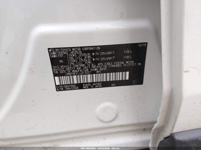 Продажа на аукционе авто 2018 Toyota Rav4 Le, vin: JTMZFREV1JJ212027, номер лота: 44929492