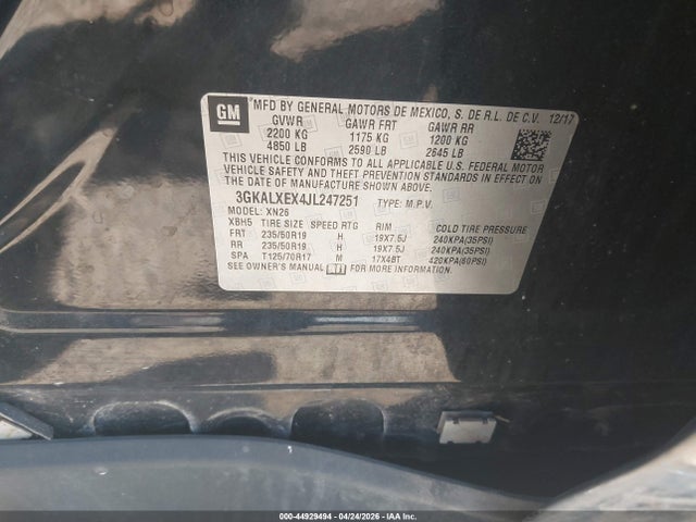 2018 Gmc Terrain Denali მანქანა იყიდება აუქციონზე, vin: 3GKALXEX4JL247251, აუქციონის ნომერი: 44929494