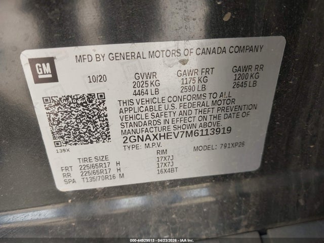 2GNAXHEV7M6113919 Chevrolet Equinox Fwd Ls