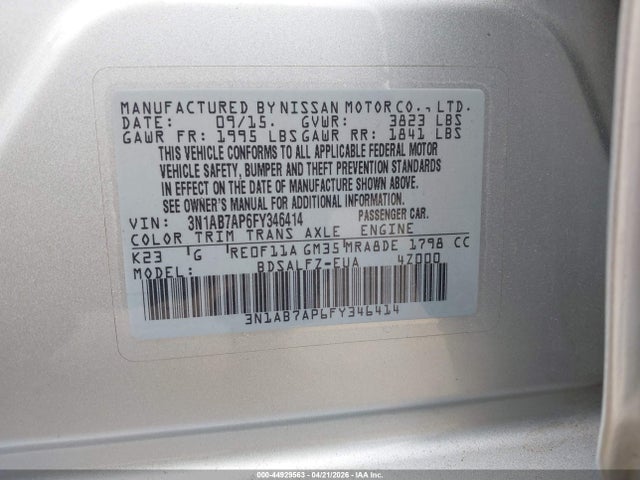 2015 NISSAN SENTRA 3N1AB7AP6FY346414 Photo 8