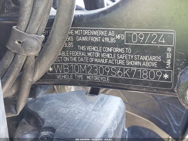 Aukcja sprzedaży 2025 Bmw R 1300 Gs, vin: WB10M2309S6K71809, numer aukcji: 44929590