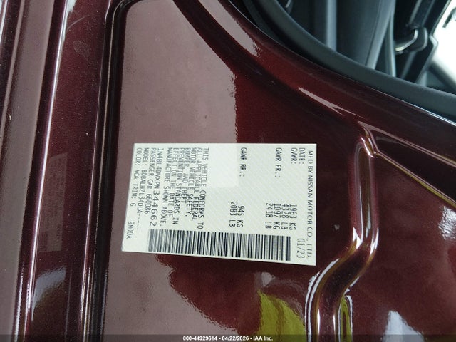 Aukcja sprzedaży 2023 Nissan Altima Sv Fwd, vin: 1N4BL4DVXPN344662, numer aukcji: 44929614