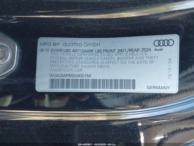44929617 :رقم المزاد ، WUAC6AFRXEA900156 vin ، 2014 Audi Rs 5 4.2 مزاد بيع