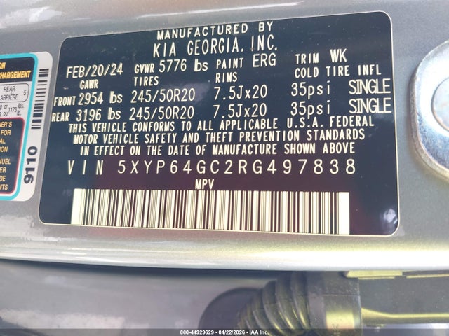 Продажа на аукционе авто 2024 Kia Telluride S, vin: 5XYP64GC2RG497838, номер лота: 44929629