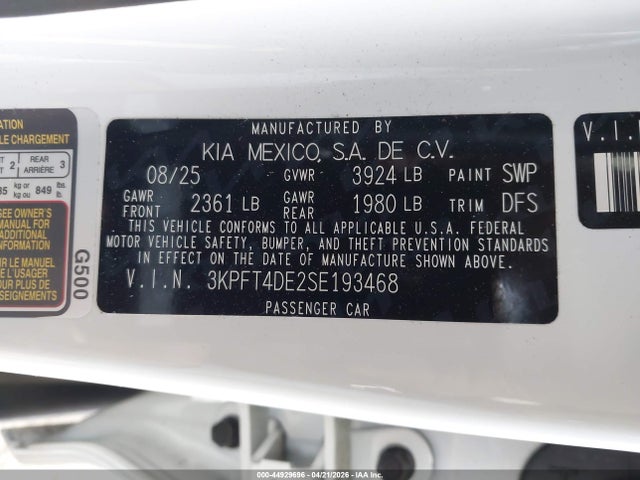 KIA K4 Lxs 2025 3KPFT4DE2SE193468 Image 9
