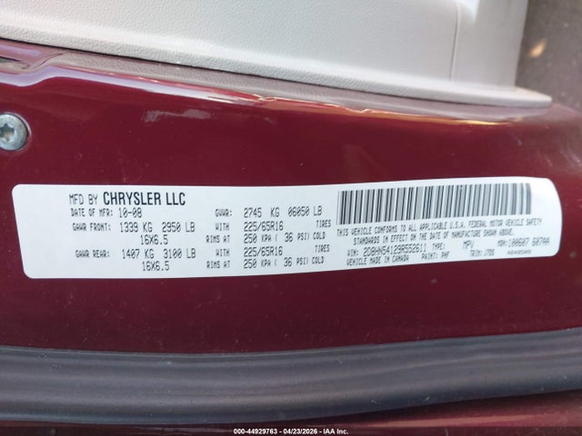 Продаж на аукціоні авто 2009 Dodge Grand Caravan Sxt, vin: 2D8HN54129R552611, номер лоту: 44929763
