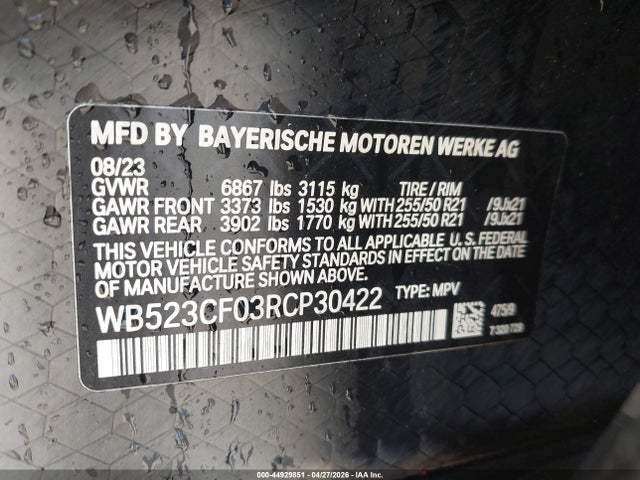 BMW Ix Xdrive50 2024 WB523CF03RCP30422 Image 9