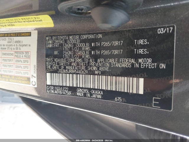 JTEBU5JR8H5440629 Toyota 4runner Trd Off Road Premium