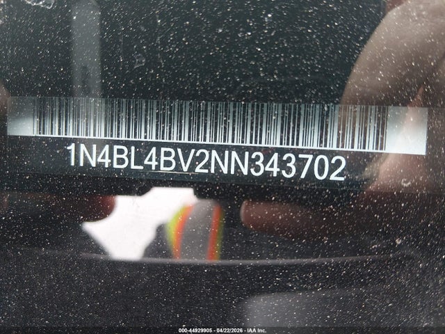2022 Nissan Altima S Fwd მანქანა იყიდება აუქციონზე, vin: 1N4BL4BV2NN343702, აუქციონის ნომერი: 44929905